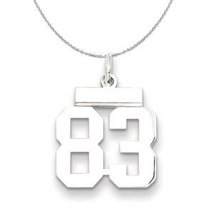 Silver, Athletic Collection Medium Polished Number 83 Necklace - 24 In